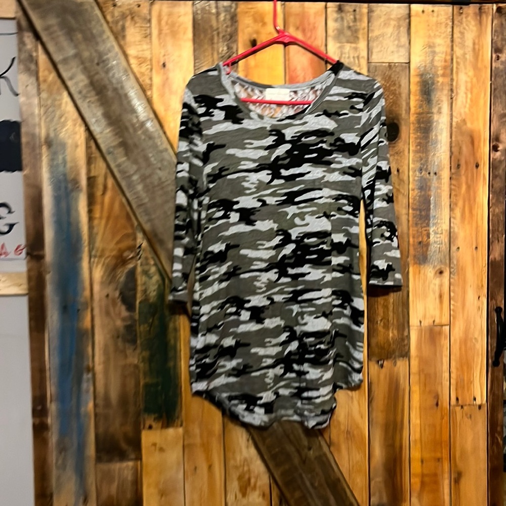 Camo and lace top
